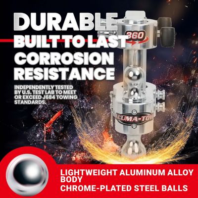 Image showing 6 th Aluma-Tow Uriah Products 2 in. Receiver 15,000 lb. Capacity Interchangeable Hitch Mount, 360 Degree Rotation, Chrome