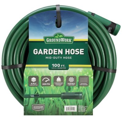 GroundWork 5/8 in. x 100 ft. Mid-Duty Garden Hose, 400 PSI, Green