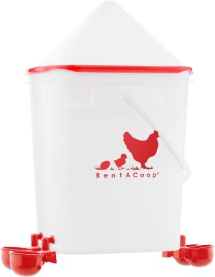 RentACoop 5 gal. Center Chicken Waterer with 4 Autofill Cups