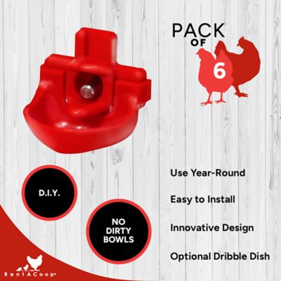 Image showing  DIY Chicken Waterer Kit - Horizontal Nipples with Dribble Dish, 6-Pack