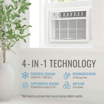 Image showing  18,800/18,400 BTU 230V Window Air Conditioner with 16,000 BTU Supplemental Heat Capability