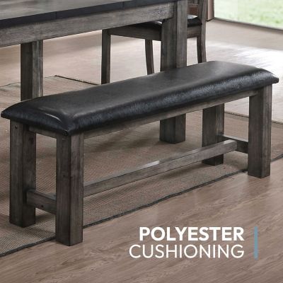 Image showing  Bramble Hill 6 pc. Dining Set with Expandable Table plus 4 Faux-Leather Side Chairs and Bench