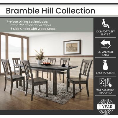 Image showing  Bramble Hill 7 pc. Dining Set with Expandable Table and 6 Wood-Seat Side Chairs
