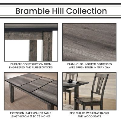 Image showing  Bramble Hill 7 pc. Dining Set with Expandable Table and 6 Wood-Seat Side Chairs