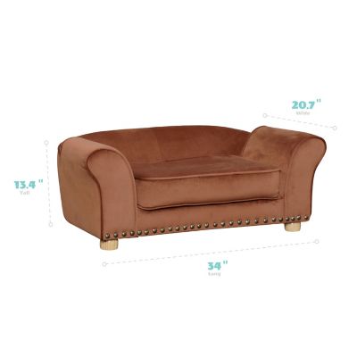 Image showing  Faux Velvet Pet Bed Sofa for Medium-Sized Dogs and Cats