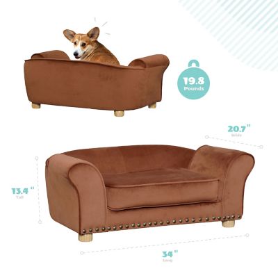 Image showing  Faux Velvet Pet Bed Sofa for Medium-Sized Dogs and Cats