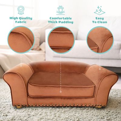 Image showing  Faux Velvet Pet Bed Sofa for Medium-Sized Dogs and Cats
