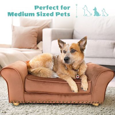 Image showing 6 th Critter Sitters Faux Velvet Pet Bed Sofa for Medium-Sized Dogs and Cats