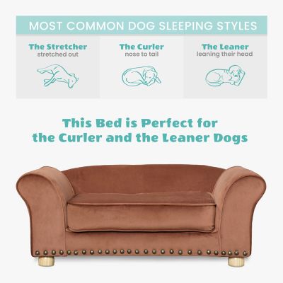 Image showing 7 th Critter Sitters Faux Velvet Pet Bed Sofa for Medium-Sized Dogs and Cats