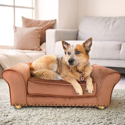 Image showing 8 th Critter Sitters Faux Velvet Pet Bed Sofa for Medium-Sized Dogs and Cats
