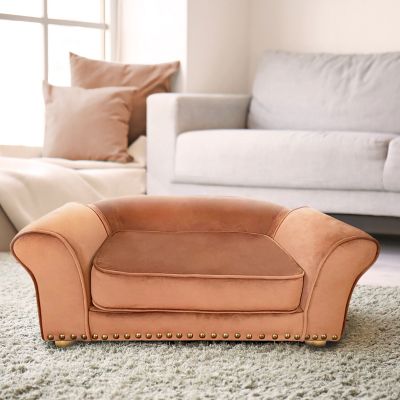 Image showing 9 th Critter Sitters Faux Velvet Pet Bed Sofa for Medium-Sized Dogs and Cats