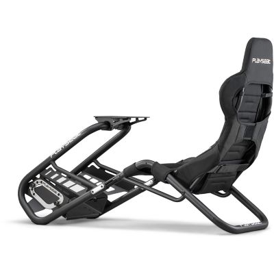 Image showing  Trophy Carbon Quality Steel Racing Simulator Cockpit with Innovative ActiFit Fabric and Open Cockpit Design in Black