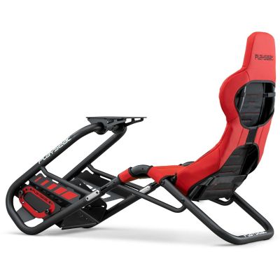 Image showing  Trophy Carbon Quality Steel Racing Simulator Cockpit with Innovative ActiFit Fabric and Open Cockpit Design in Red