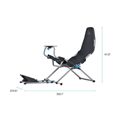 Image showing  Challenge X Lightweight Carbon Quality Steel Logitech G Edition Foldable Racing Simulator Cockpit in Black