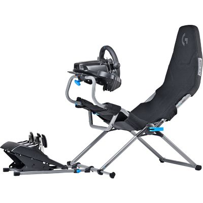 Image showing 6 th PlaySeat Challenge X Lightweight Carbon Quality Steel Logitech G Edition Foldable Racing Simulator Cockpit in Black