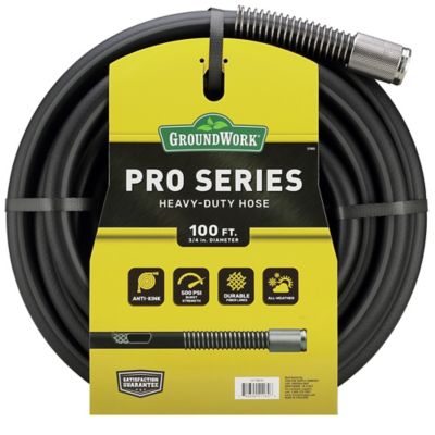 GroundWork 3/4 in. x 100 ft. Pro Series Heavy-Duty Contractor Hose, 500 PSI, Black