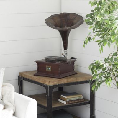 Harper & Willow Wood Functional Gramophone with Record