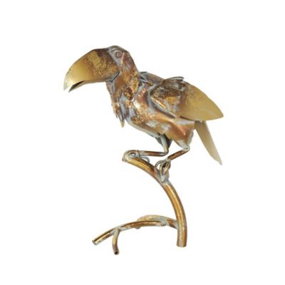 Image showing  Metal Patina Parrot Decorative Garden Sculpture with Branch Stand