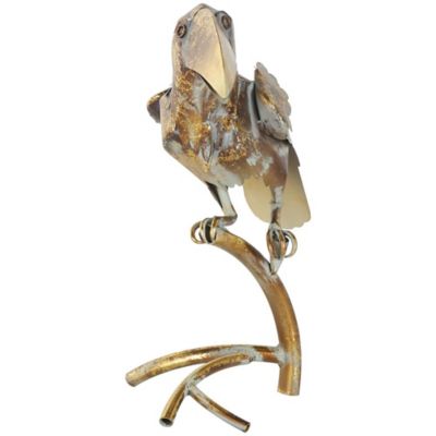 Image showing  Metal Patina Parrot Decorative Garden Sculpture with Branch Stand