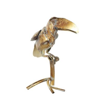 Image showing  Metal Patina Parrot Decorative Garden Sculpture with Branch Stand