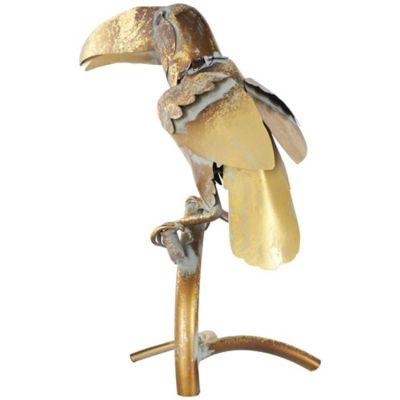 Image showing  Metal Patina Parrot Decorative Garden Sculpture with Branch Stand
