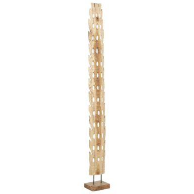 Image showing  Teak Wood Handmade Tall Floor Cutout Post Abstract Decorative Sculpture with Live Edge Base