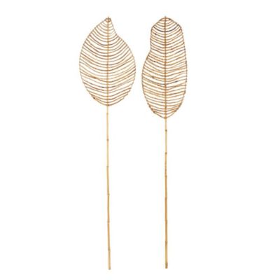 Image showing  Bamboo Wood Handmade Tall Woven Leaf Stick Palm Tree Home Decor Natural Foliage with Varying Shapes, 11661