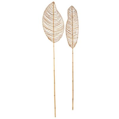 Image showing  Bamboo Wood Handmade Tall Woven Leaf Stick Palm Tree Home Decor Natural Foliage with Varying Shapes, 11661