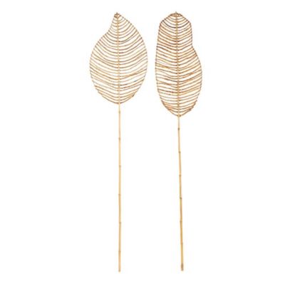 Image showing  Bamboo Wood Handmade Tall Woven Leaf Stick Palm Tree Home Decor Natural Foliage with Varying Shapes, 11661