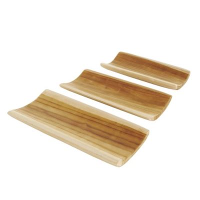 Image showing  Teak Wood Handmade Minimalistic Curved Living Room Decor Tray