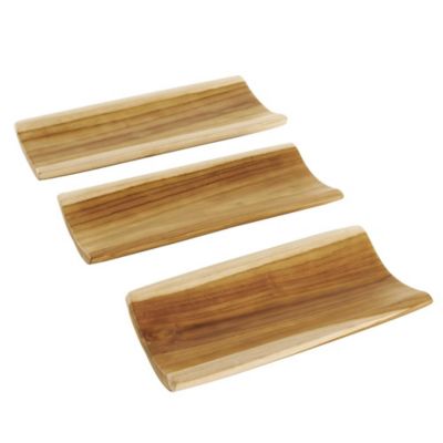 Image showing  Teak Wood Handmade Minimalistic Curved Living Room Decor Tray