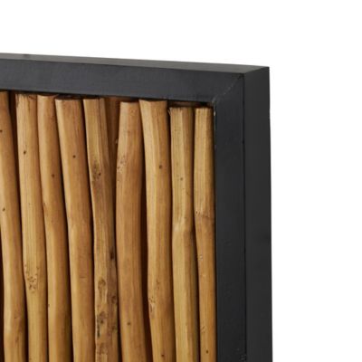 Image showing  Teak Wood Handmade Branch Abstract Home Wall Decor with Horizontal Sticks and Black Frames