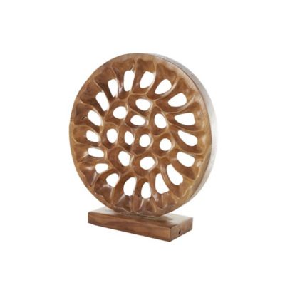 Image showing  Teak Wood Handmade Circular Cutout Abstract Decorative Sculpture