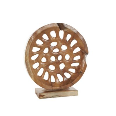 Image showing  Teak Wood Handmade Circular Cutout Abstract Decorative Sculpture