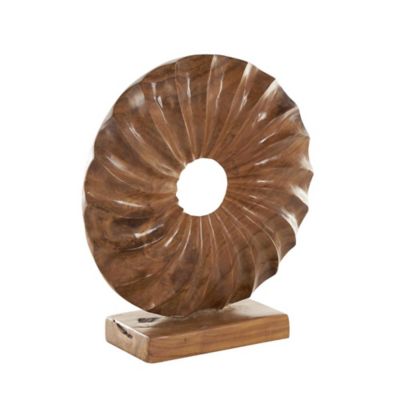 Image showing  Teak Wood Handmade Dimensional Circular Sun Decorative Sculpture with Center Cutout