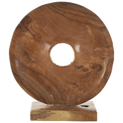 Image showing  Teak Wood Handmade Dimensional Circular Sun Decorative Sculpture with Center Cutout
