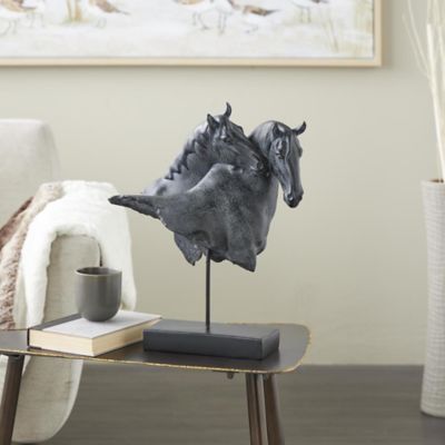 Harper & Willow Resin Bust Inspired Horse Decorative Sculpture with Black Stand