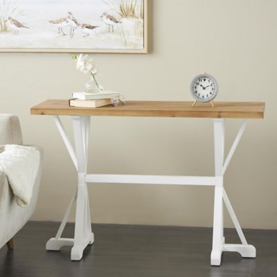 Harper & Willow Wood Living Room Console Table with Angled Legs and Brown Tabletop