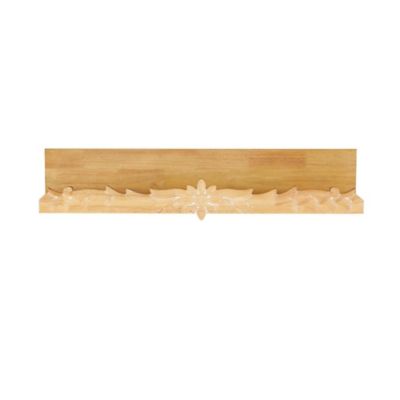 Image showing  Wooden Floral Room Wall Shelf with Carved Scroll Lip