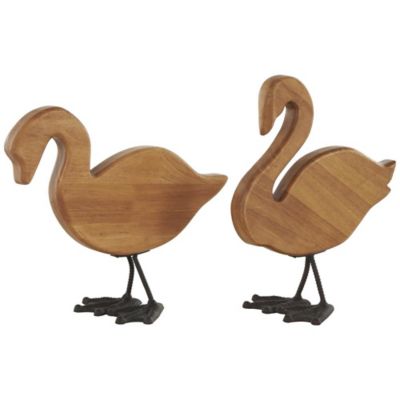 Image showing  Wood Abstract Minimalistic Duck Decorative Garden Sculpture with Black Metal Feet, 13278
