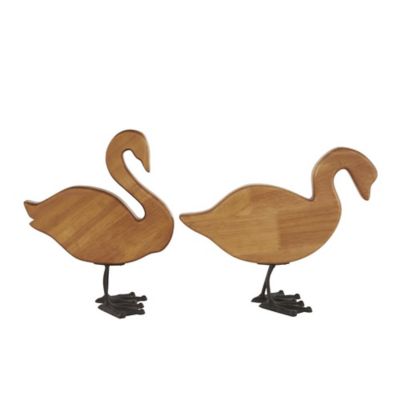 Image showing  Wood Abstract Minimalistic Duck Decorative Garden Sculpture with Black Metal Feet, 13278