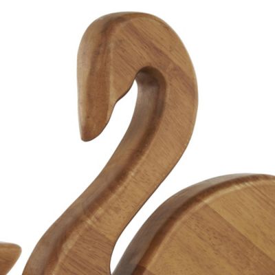 Image showing  Wood Abstract Minimalistic Duck Decorative Garden Sculpture with Black Metal Feet, 13278