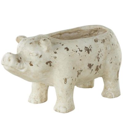 Image showing  Magnesium Oxide Pig Indoor Outdoor Planter with Distressed Details