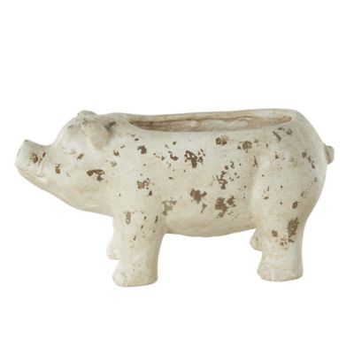 Image showing  Magnesium Oxide Pig Indoor Outdoor Planter with Distressed Details