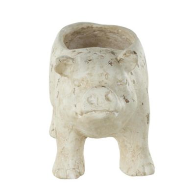 Image showing  Magnesium Oxide Pig Indoor Outdoor Planter with Distressed Details