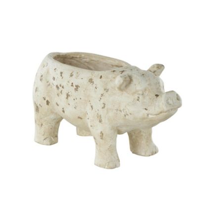 Image showing  Magnesium Oxide Pig Indoor Outdoor Planter with Distressed Details