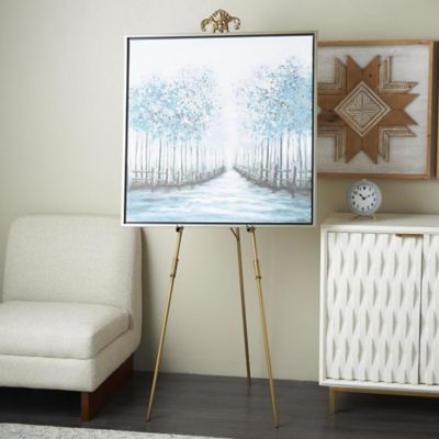 Harper & Willow Wooden Vintage Studded Woven Storage Decorative Trunk with Brown Buckle Straps