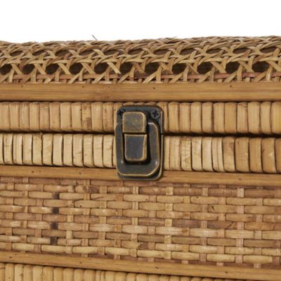 Image showing 8 th Harper & Willow Rattan Handmade Woven Storage Decorative Box with Curved Tops and Wrapped Edges