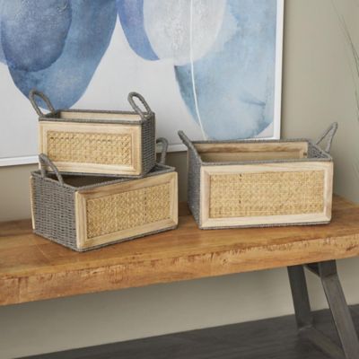 Harper & Willow Natural Rattan Decorative and Functional Storage Basket Set