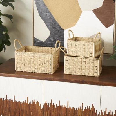 Harper & Willow Rattan Decorative and Functional Storage Basket Set